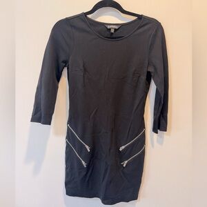 Express Black Long Sleeve Zipper Bodycon Fitted Dress Size S